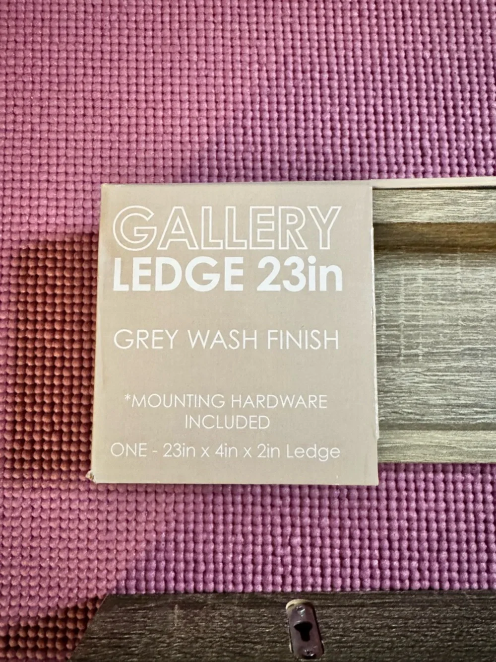 Harbortown -Gray Wash Gallery Ledge Shelves with Pink Backing